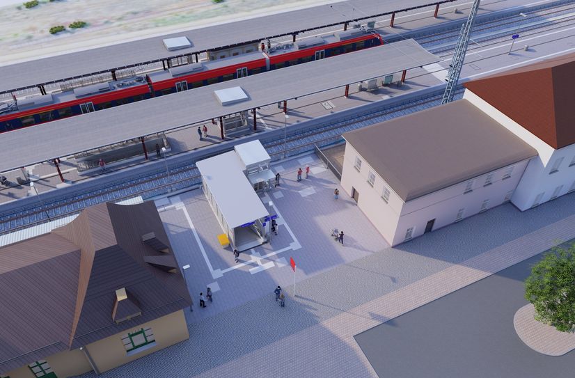 Visualisierung des Hoyerswerdaer Bahnhofs.