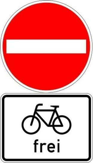 Auf diese beiden Verkehrszeichen müssen Sie jetzt besonders achten, wenn Sie eine Einbahnstraße befahren. Fotos: SV