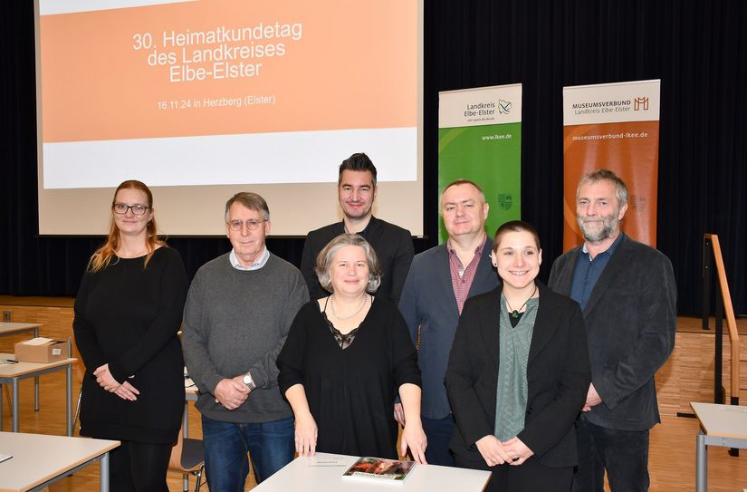 Die Referenten des 30. Kreisheimatkundetages v.l.n.r.: Isabell Martin, Dr. Gert Wille, Dr. Sebastian Rick, Babette Weber (MVEE), Dr. Gerd Günther, Steffi Marschner und Ralf Uschner.