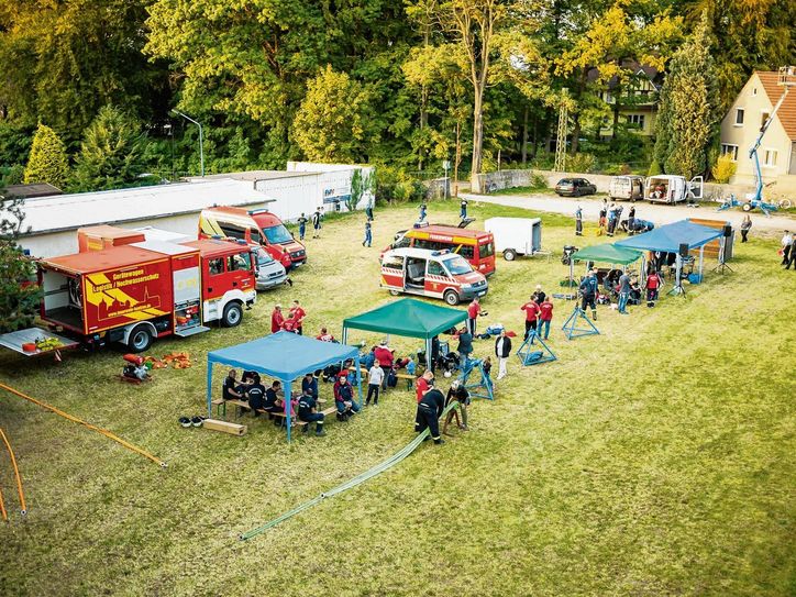 Ein Blick auf das Wettkampfgeschehen von oben. Foto: Rene Micknass/Luftbildservice Dresden
