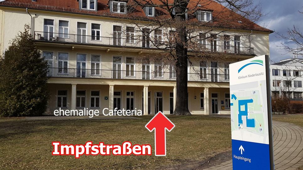 Die Impfungen erfolgen in der ehemaligen Cafeteria des Krankenhauses Lauchhammer, Friedensstraße 18. Bild: Stadt Lauchhammer