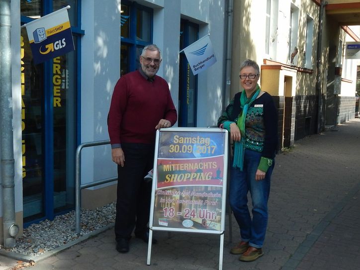 Andreas Wolff und Katrin Berger vom Gewerbeverein Forst. Die zehnte Auflage im letzten Jahr war ein viel gelobter Höhepunkt. 2018 gibt es kein Mitternachtsshopping. Foto: Dany Dawid