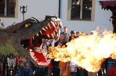 Stargast des Spektakels wird der zwölf Meter große, feuerspuckende Drache Fangdorn sein, der seinen Schatz gegen Räuber verteidigt.