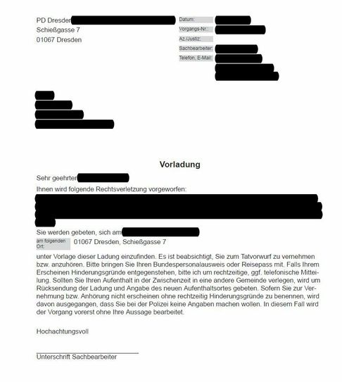 … und so sähe das originale Schreiben der Polizei aus.
