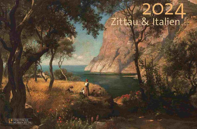 Titelmotiv: Adolf Thomas (1834 - 1887), Südliche Küstenlandschaft mit rastenden Bauern, um 1872.