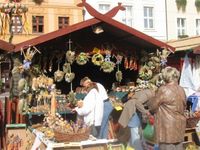 Ein bunter Handelsmarkt.