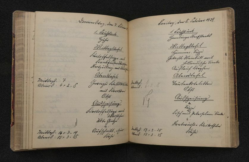 Menübuch Kaiser Wilhelms II. aus seinem Exil in Door (1920-1941)
