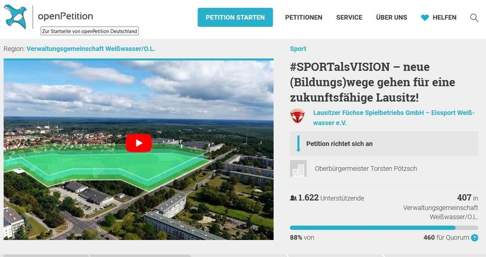 Zu finden ist die Petition, hier ein Screenshot mit Stand vom 15. Januar, auf www.openpetition.de. Außerdem führt ein Link auf der Füchse-Website direkt zur Petition.