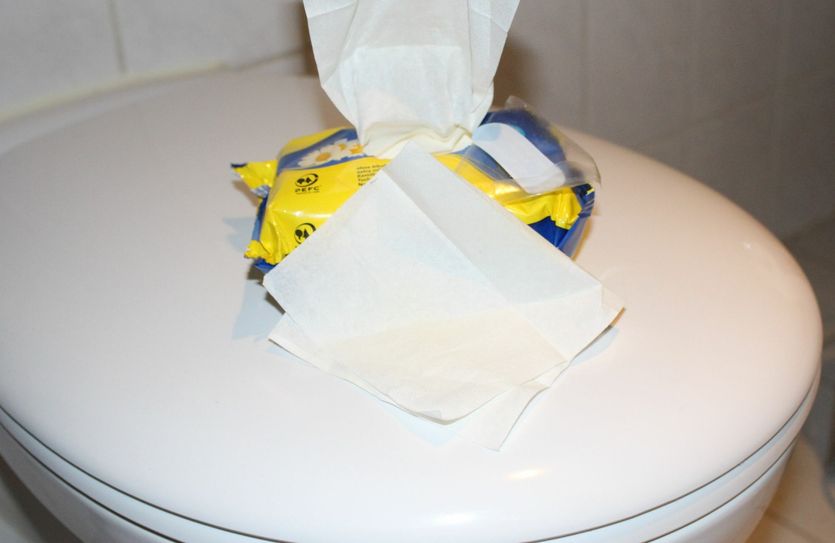 Feuchttücher sollten nicht über die Toilette, sondern im Hausmüll entsorgt werden. Foto: T. Keil