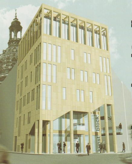 Entwurf für den Kopfbau an der Töpferstraße - dieses Haus war Siegermodell eines Wettbewerbes  Foto/Visu: Stadt