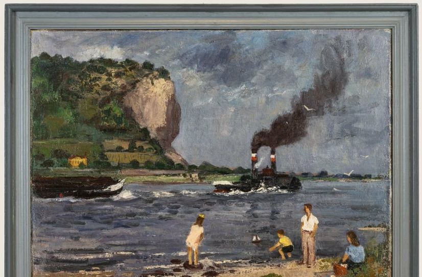 Die Elbe an der Bosel, 1952, Öl auf Leinwand