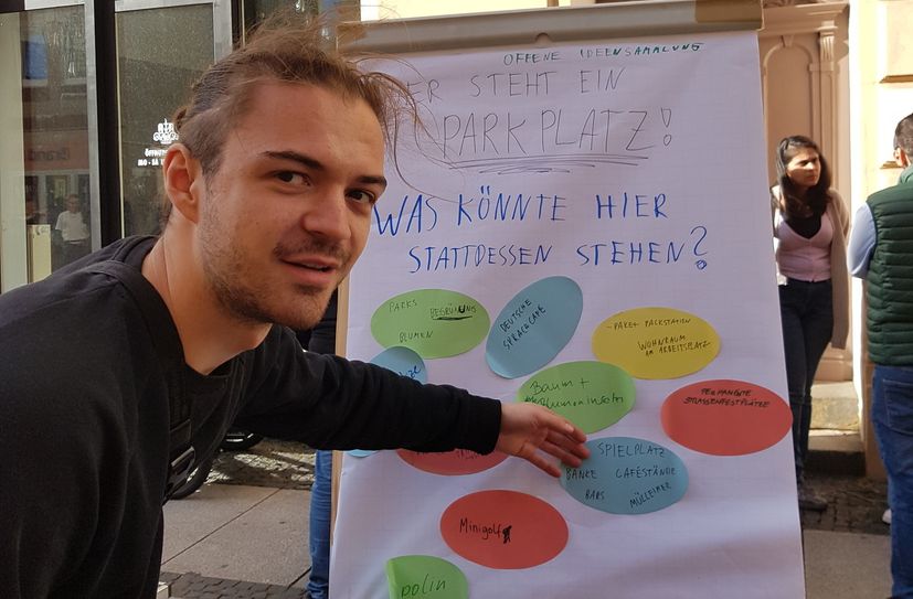 Ideensammlung, was anstelle von Parkplätzen die Innenstadt bereichern könnte.