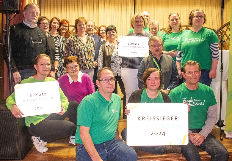 Alle Sieger und Platzierte gemeinsam auf der Bühne.