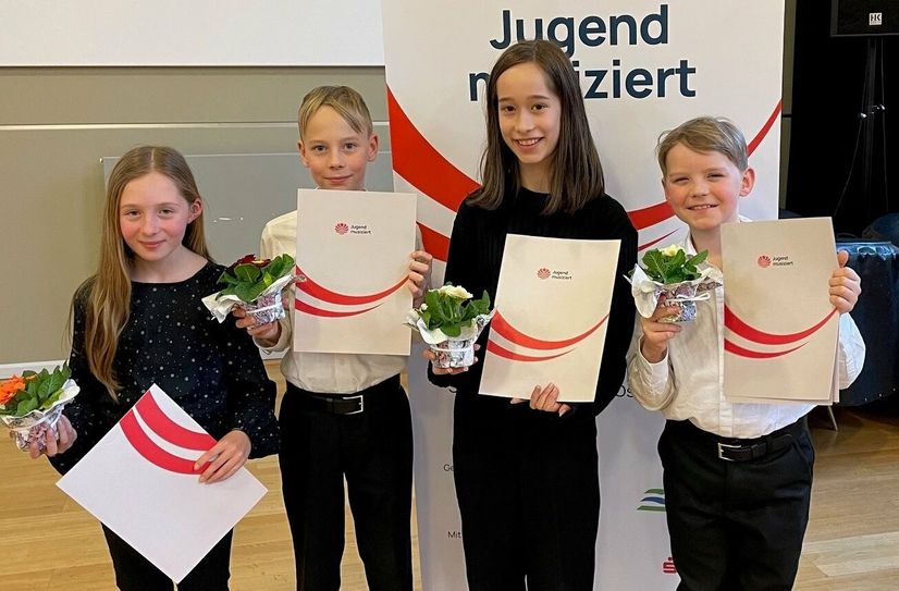 Das erfolgreiche Horn-Quartett der Musikschule.