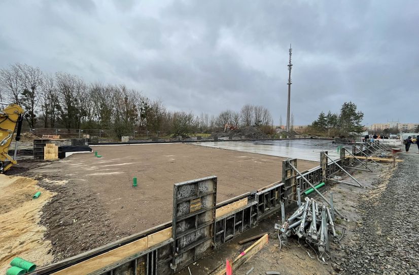Blick auf die Baustelle für die neue Kita »Spatzennest« in Großräschen.
