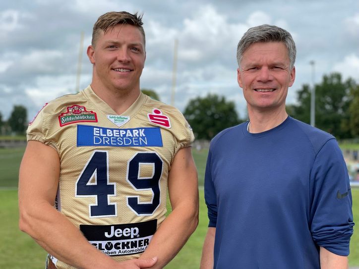A.J. Wentland (li.) und Cheftrainer Ulz Däuber / Foto: PR/Dresden Monarchs