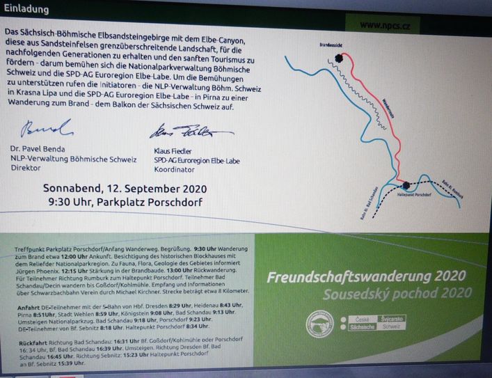 Der neue Flyer für die Jubiläumswanderung in Deutsch. Gleichzeitig liegt er auch in Tschechisch vor.   Fotos: privat