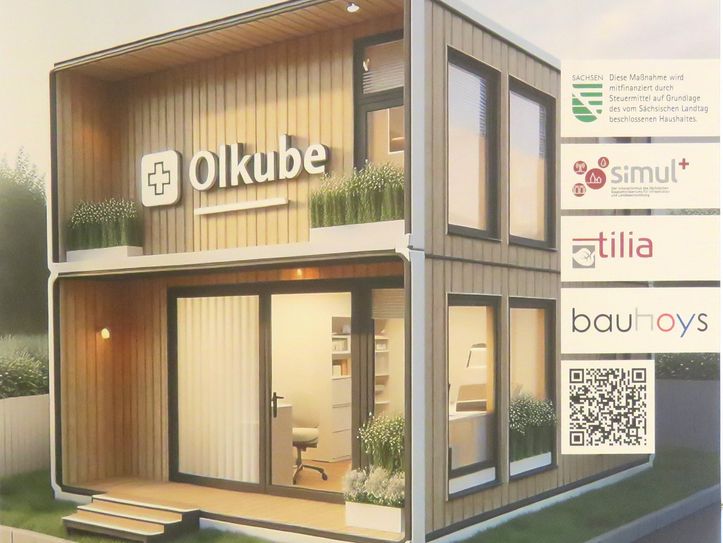 So könnte in Zukunft ein OLKube, eine Landarztpraxis der ganz neuen Art, aussehen, in dem medizinische Leistungen im ländlichen Raum angeboten werden.