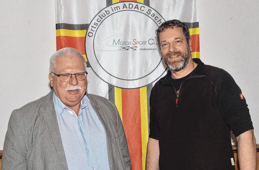Der Vorsitzende des Motorsportclubs Großenhain im ADAC, Uwe Richter (l.) und der Geschäftsführer Kai-Michael Riepert wurden für zwei Jahre wiedergewählt.