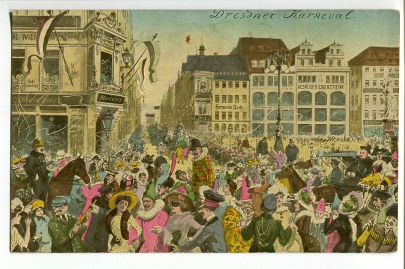 Postkarte zum Thema Karneval in Dresden. Quelle: Stadtmuseum Dresden