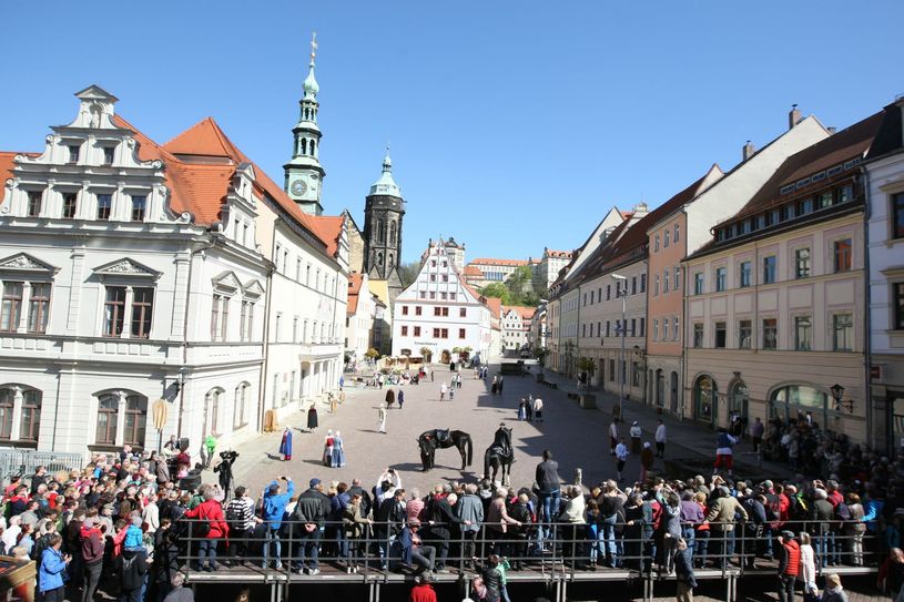 Der Pirnaer Markplatz wie anno 1750.