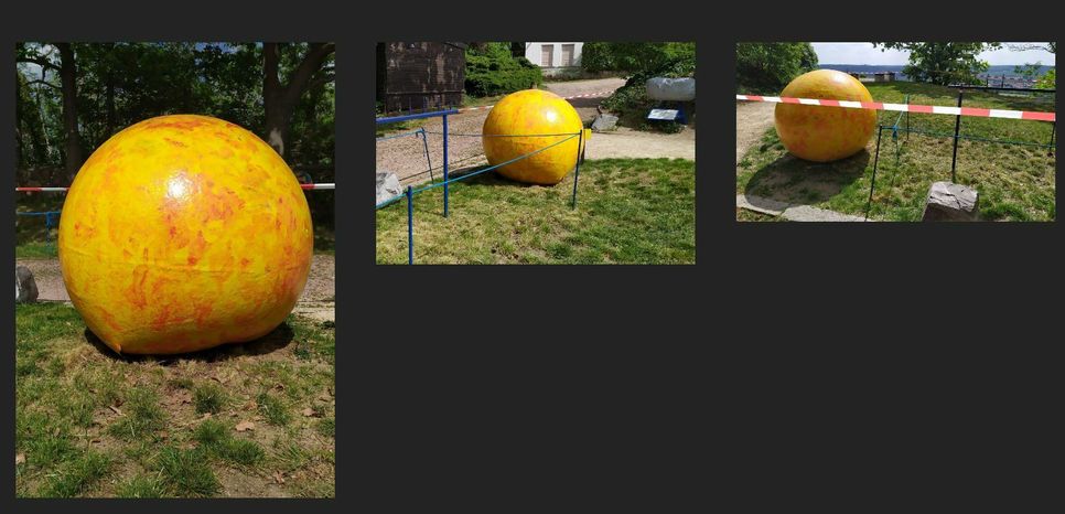 Fotos des zerstörten Sonnenmodells. Foto: Astroclub Radebeul e.V.
