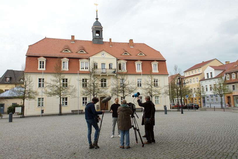 Dreharbeiten für die rrb-Sendung Heimatjournal aus Bad Liebenwerda...