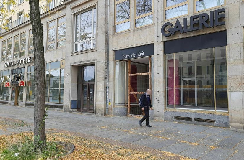 Leerstehende Ladenzeile in der Wilsdruffer Straße.