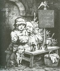 Ludwig Richter: »Ausverkauf wegen Geschäftsaufgabe« (Kupferstich, 1853).
