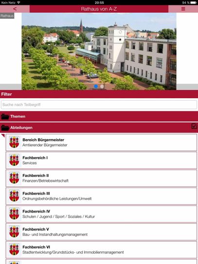 Alle Infos zur Organisation der Stadtverwaltung lassen sich nachlesen - inklusive Ansprechpartner. Grafik: PR