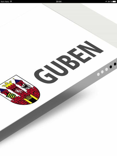 Startbildschirm der Guben-App. Grafik: PR