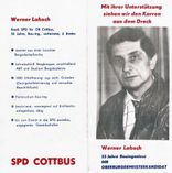 Werner Labsch, das Gesicht der SPD am Runden Tisch, Handzettel zur Wahl. Abb.:Stadtarchiv Cottbus