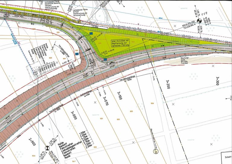 Lichtsignalanlage mit fünf Ampeln, wie sie gebaut wird.   Grafik: DEGES
