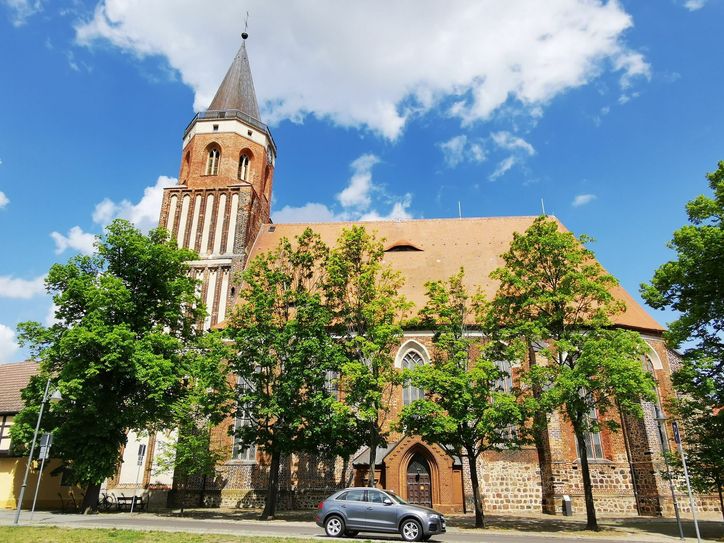 Im 13. Jahrhundert begann der Aufbau der spätgotischen dreischiffigen Stadtkirche, die einen Vorgängerbau aus Feld- und Raseneisensteinen ersetzte. Um 1480 wurde der Kirchturm angebaut. Die Aussichtsplattform befindet sich in 37 Metern Höhe, bei gutem Wetter lässt sich bis zu 40 Kilometer weit ins Land blicken. Foto: Stadt Calau/Jan Hornhauer