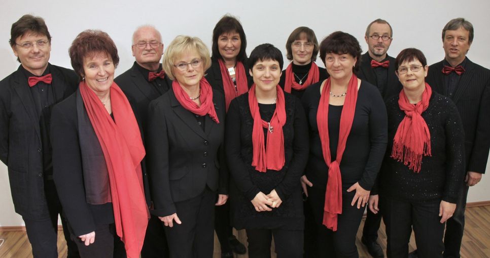 Die Erbschleicher: Andreas Pöschl, Karin Schadock, Joachim Walter, Annette Fähnel, Gabriele Hering, Steffi Städter, Kerstin Baer, Sybille Michler, Henry Schoot, Martina Ohme und Dietmar Tschentscher (v.l.).    Foto: J. Weser