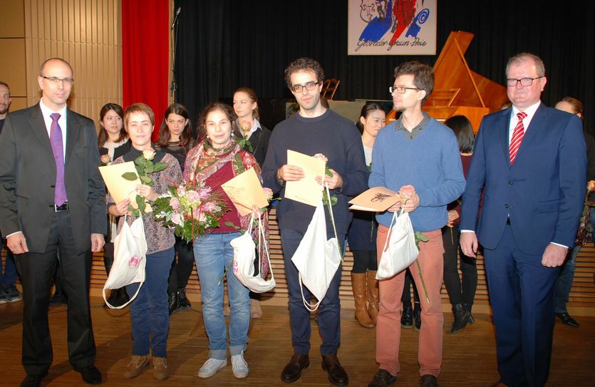 Die Sieger bei den Ensemble-Darbietungen: die Formation „Ludus Instrumentalis“ mit Ekaterina Biazrova (Cembalo), Anna Dmitrieva (Violine), Davit Melkonyan (Cello) und Evgenii Sviridov (Violine; v.l.n.r.). Foto: Pressestelle Kreisverwaltung