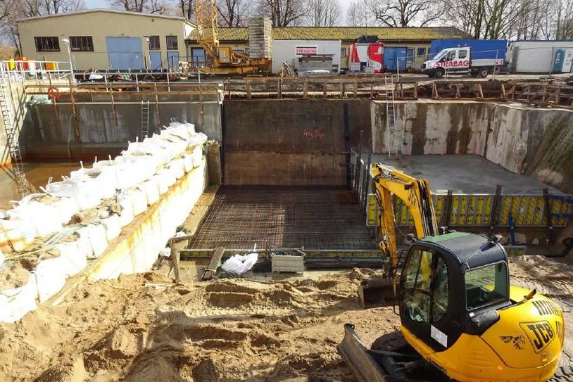 Die Baustelle des Regenrückhaltebeckens in Lübbenau. Fotos: Stadt Lübbenau