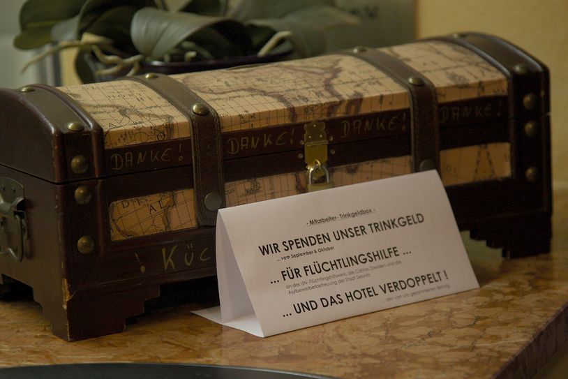 Diese Trinkgeldboxen standen in den beiden Hotels. Foto: D. Förster