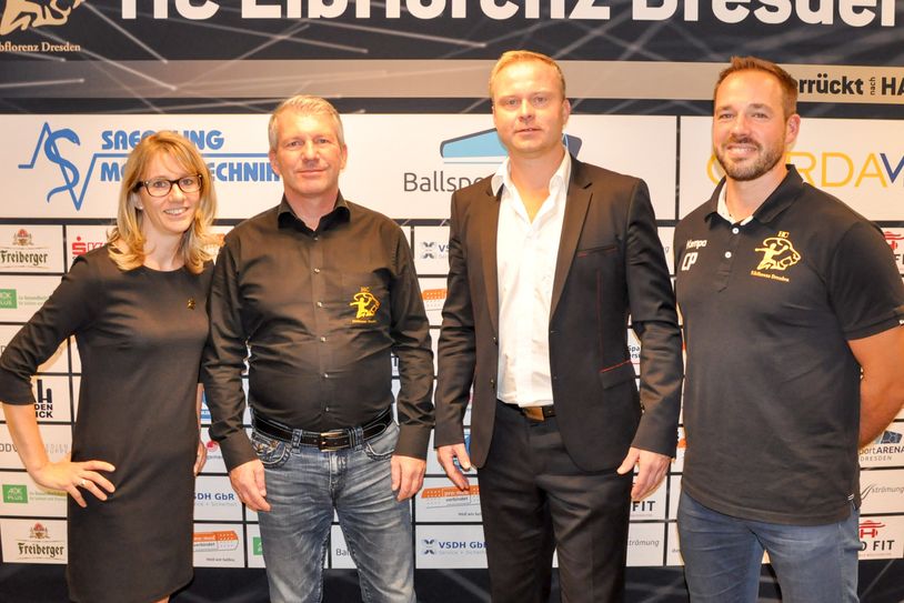 v.l.n.r.: Cathleen Rupprecht, Uwe Saegeling, Karsten Wöhler, Christian Pöhler / Foto: Fleischer / HC Elbflorenz