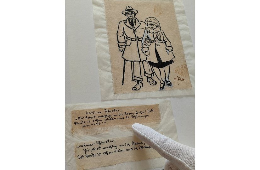 „Berliner Pflaster“, Tuschezeichnung von Heinrich Zille. Wie die Bildschrift entstanden,  lässt sich gut an dieser Zeichnung erkennen.