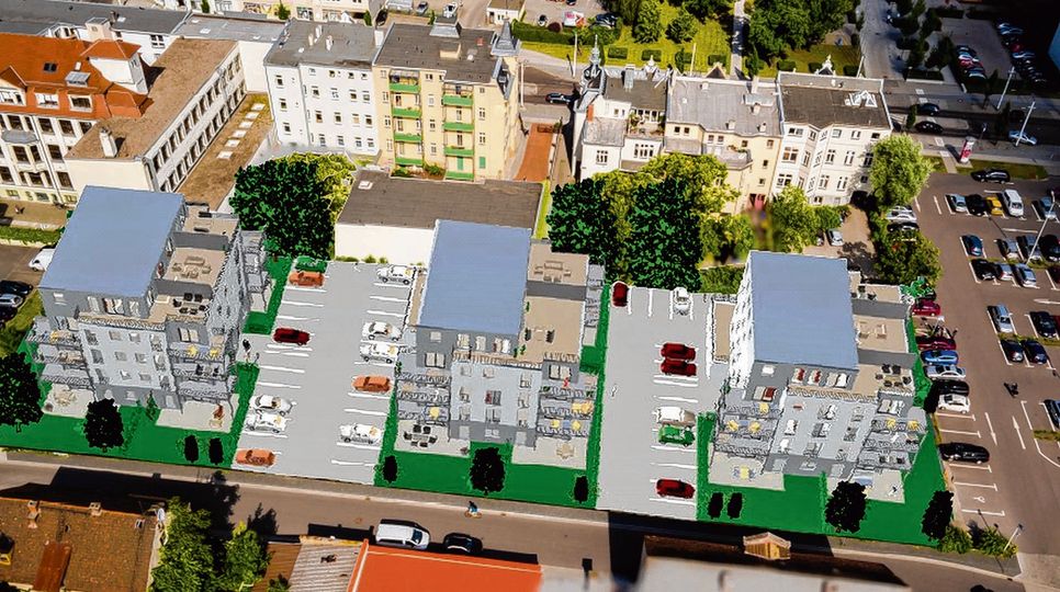 3D-Entwurf des künftigen „Wohnparks im Theaterviertel“.  Foto: Bautec