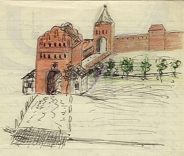 Luckauer Tor, um 1780, Zeichnung Robert Kalwa