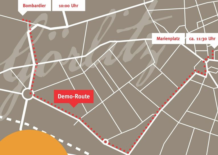 Die Demo-Route. Bild: IG Metall
