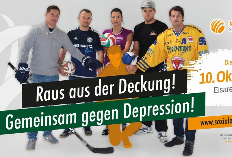 Das Benefizspiel steht unter dem Motto „Raus aus der Deckung – Gemeinsam gegen Depression!“. Es soll Menschen dazu motivieren, über die Krankheit offen zu sprechen und sich gegebenenfalls Hilfe zu suchen. Foto: Soziales Netzwerk Lausitz