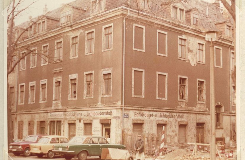 Außenansicht eines unbewohnbaren Hauses auf dem Wallgässchen Nr. 7.