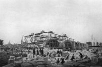Bau der Albertbrücke 1870.