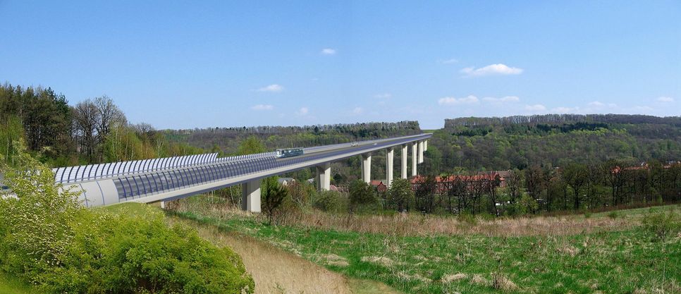 Visualisierung der Gottleubatalbrücke der Südumfahrung (B 172n). Grafik: DEGES