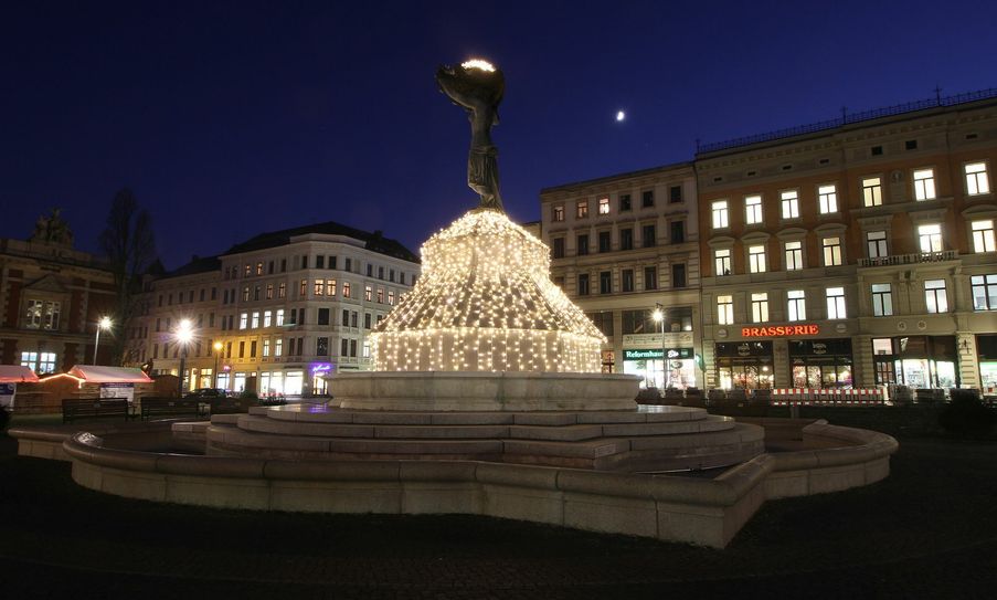 Die Muschelminna wird traditionell im Winter beleuchtet. Foto: Aktionsring Görlitz