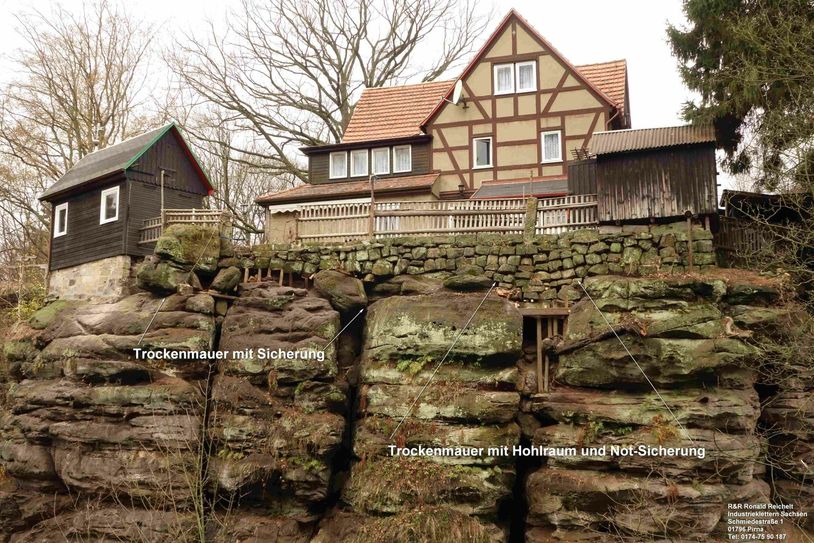 Die vom Einsturz bedrohte Trockenmauer.  Foto: PR