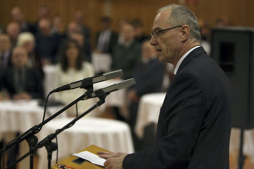 Mike Ruckh beim Neujahrsempfang 2016.         Foto: Förster